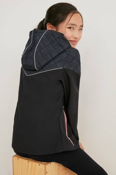 Niños - Chaqueta softshell con capucha - negro