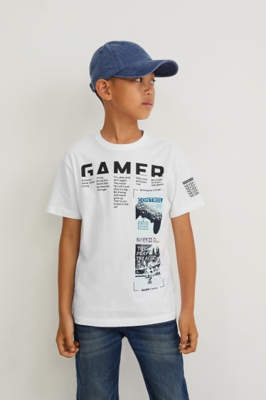 Kinder Jungen - Kurzarmshirt - weiß