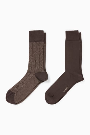 Hommes - Lot de 2 - chaussettes - LYCRA® - marron foncé