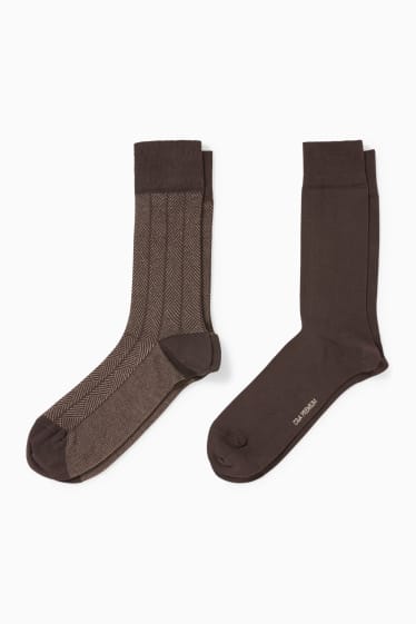 Men - Multipack of 2 - socks - LYCRA® - dark brown