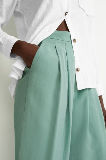Dámské - Kalhoty culotte - high waist - zelená