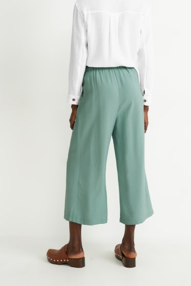 Dámské - Kalhoty culotte - high waist - zelená