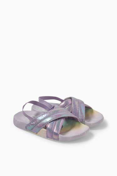 Dětské - Ledové království - plážové sandály - s třpytivým efektem - světle fialová