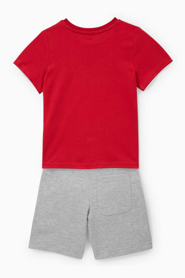 Bambini - Super Mario - set - t-shirt e shorts in felpa - 2 pezzi - rosso