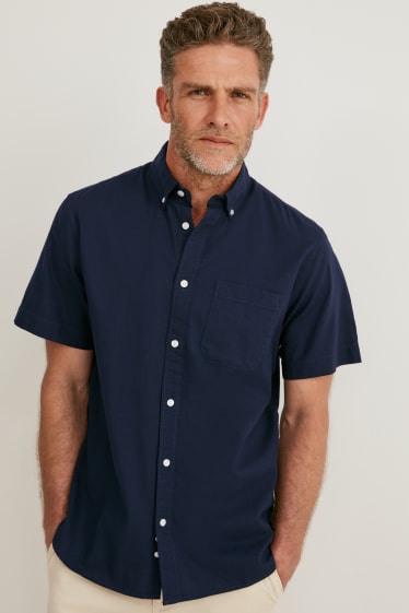 Men - Shirt - regular fit - button-down collar - dark blue