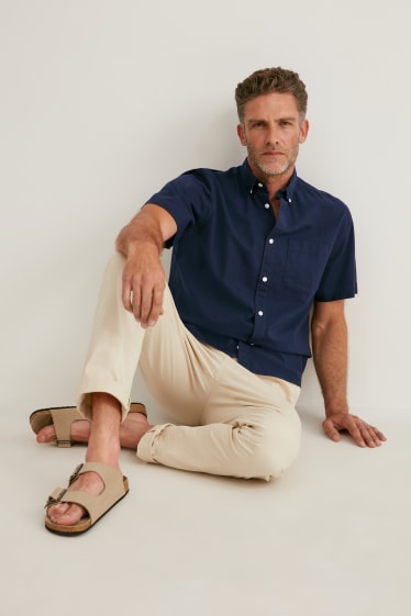 Men - Shirt - regular fit - button-down collar - dark blue