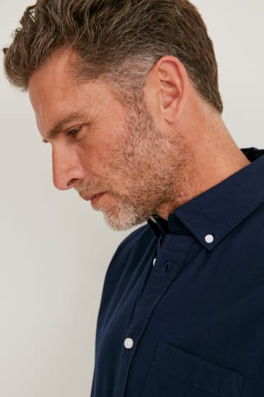 Men - Shirt - regular fit - button-down collar - dark blue
