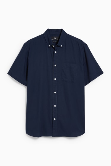 Men - Shirt - regular fit - button-down collar - dark blue