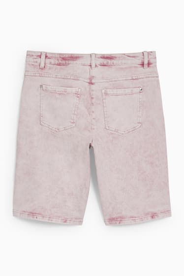 Damen - Jeans-Bermudas - Mid Waist - rosa-melange