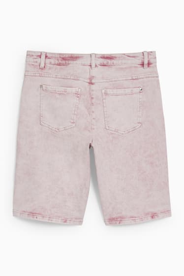 Dames - Bermuda van spijkerstof - mid waist - roze mix