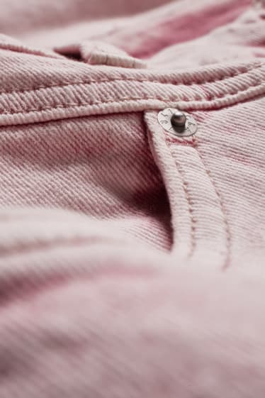 Dames - Bermuda van spijkerstof - mid waist - roze mix