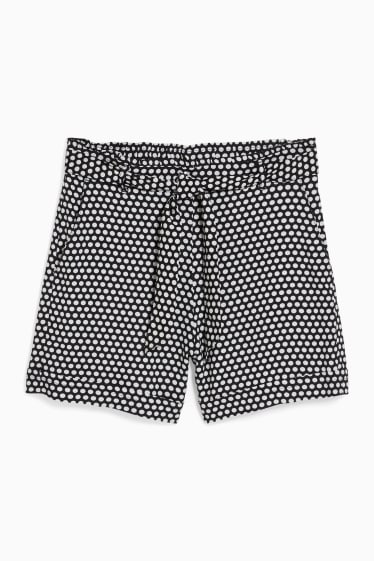Women - Shorts - mid-rise waist - polka dot - black / white
