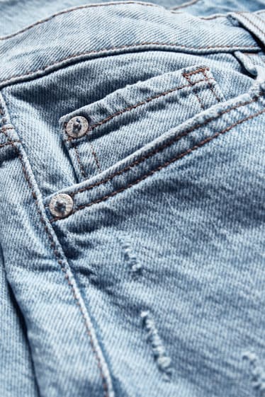 Kobiety - Szorty bermudy dżinsowe - wysoki stan - LYCRA® - dżins-jasnoniebieski