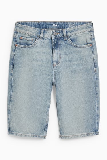 Dames - Bermuda van spijkerstof - high waist - LYCRA® - jeanslichtblauw