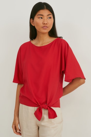 Damen - Bluse mit Knotendetail - rot