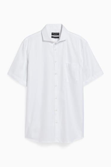 Pánské - Business košile - regular fit - cutaway - s nežehlivou úpravou - bílá-žíhaná