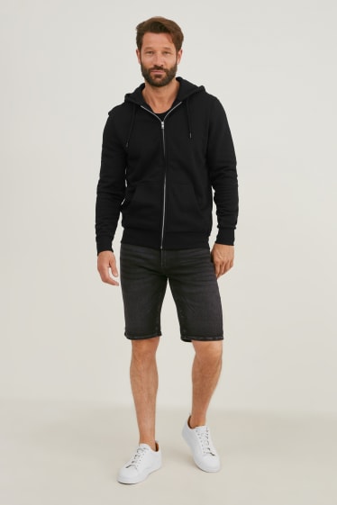 Men - Denim Bermuda shorts - flex jog denim - denim-dark gray