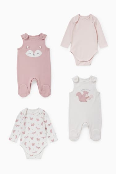 Bebés - Set - 2 peleles y 2 bodies  - 4 piezas - rosa
