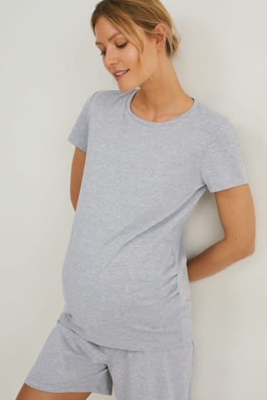 Kobiety - Wielopak, 2 szt. - T-shirt ciążowy - LYCRA® - jasnoszary-melanż