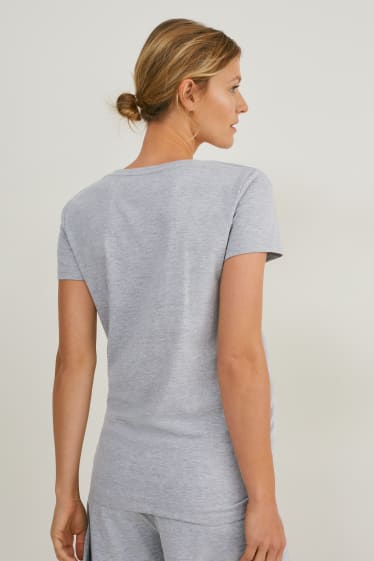 Damen - Multipack 2er - Umstands-T-Shirt - LYCRA® - hellgrau-melange