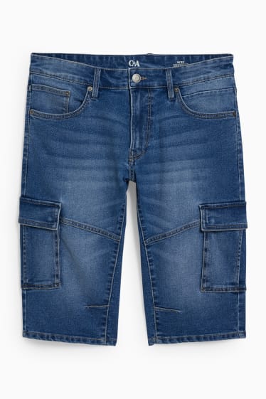 Heren - Korte cargo-spijkerbroek - LYCRA® - jeansblauw