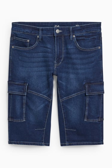 Men - Cargo denim shorts - LYCRA® - denim-dark blue