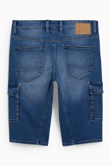 Heren - Korte cargo-spijkerbroek - LYCRA® - jeansblauw