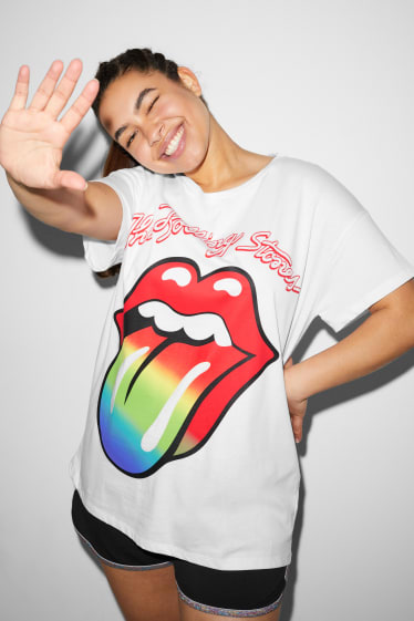 Ados & jeunes adultes - CLOCKHOUSE - T-shirt - Rolling Stones - PRIDE - blanc