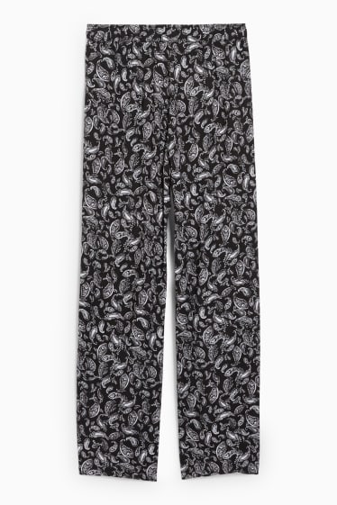 Donna - Pantaloni di stoffa - vita media - gamba ampia - nero