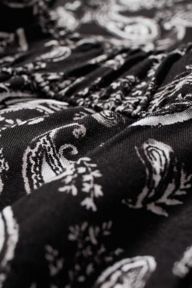 Donna - Pantaloni di stoffa - vita media - gamba ampia - nero
