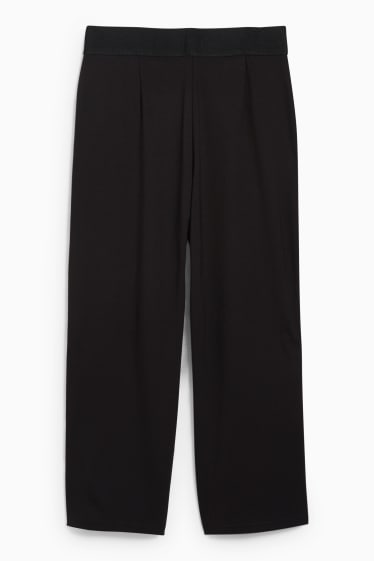 Donna - Pantaloni di stoffa - vita media - gamba larga - nero