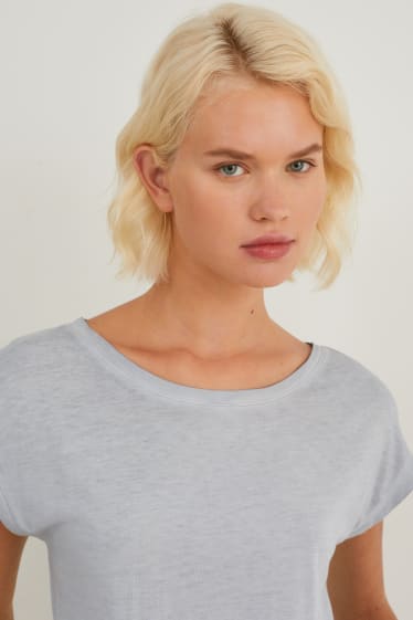 Dames - T-shirt - licht grijs-mix