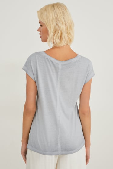 Dames - T-shirt - licht grijs-mix