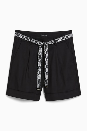 Damen - Shorts mit Gürtel - Mid Waist - schwarz