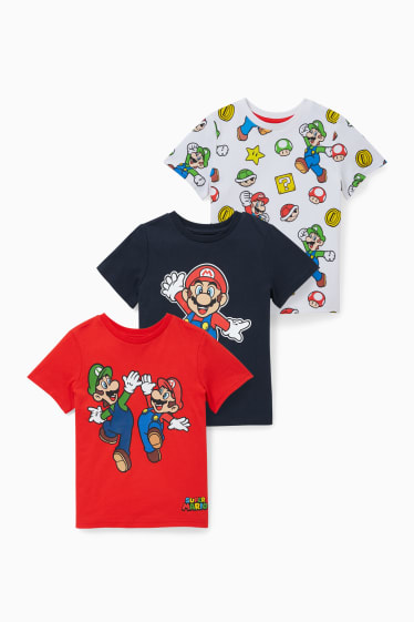 Enfants - Lot de 3 - Super Mario - T-shirt - blanc