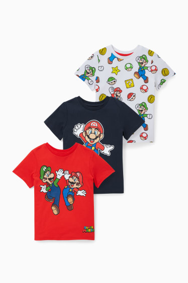 Kinder - Multipack 3er - Super Mario - Kurzarmshirt - weiß