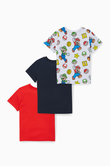 Kinder - Multipack 3er - Super Mario - Kurzarmshirt - weiß
