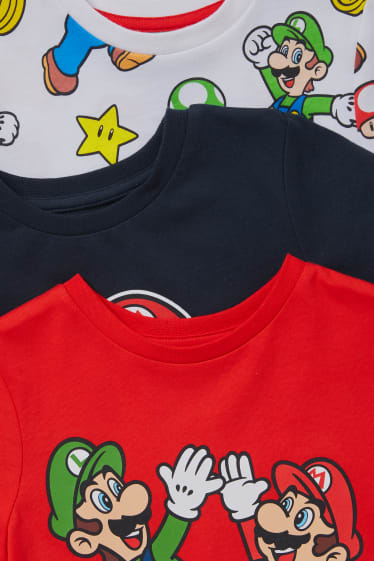 Dětské - Multipack 3 ks - Super Mario - tričko s krátkým rukávem - bílá