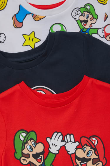 Kinder - Multipack 3er - Super Mario - Kurzarmshirt - weiß