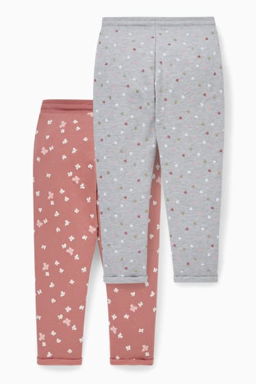 Kinderen: meisjes - Set van 2 - joggingbroek - licht grijs-mix
