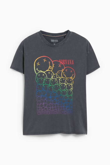 Hombre - CLOCKHOUSE - camiseta - Nirvana - PRIDE - gris oscuro