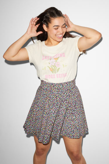 Dospívající a mladí - CLOCKHOUSE - sukně - s květinovým vzorem - barevná