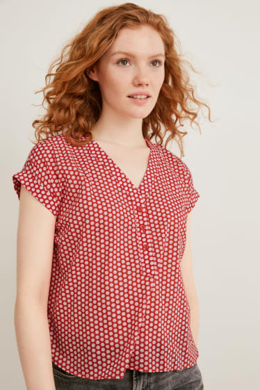 Dames - Set van 2 - blouse - rood / zwart