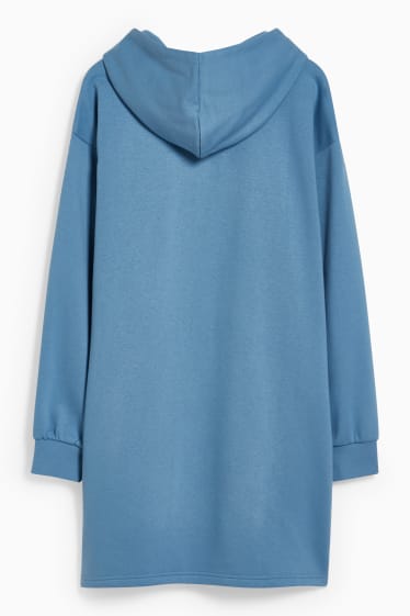 Dames - CLOCKHOUSE - jurk van sweatstof met capuchon - blauw