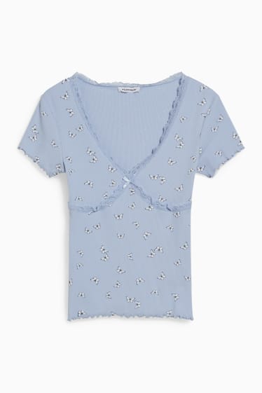Femmes - CLOCKHOUSE - Recover™ - T-shirt - à motifs - bleu clair