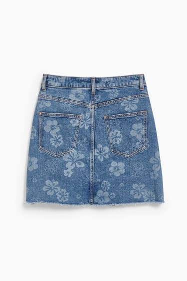 Femmes - CLOCKHOUSE - jupe en jean - à fleurs - jean bleu
