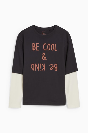 Enfants garçons - Haut à manches longues - genderneutral - look 2-en-1 - noir