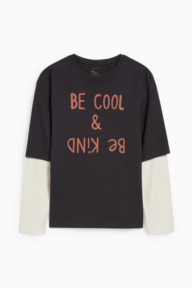 Kinderen - Longsleeve - genderneutraal - 2-in-1-look - zwart