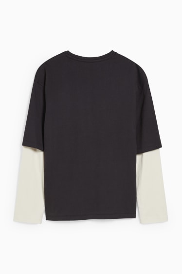 Enfants garçons - Haut à manches longues - genderneutral - look 2-en-1 - noir