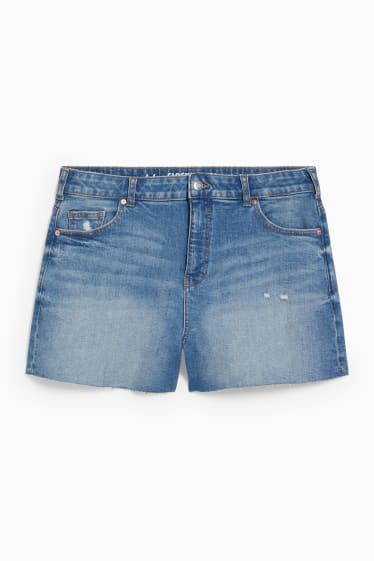 Dámské - CLOCKHOUSE - džínové šortky - high waist - z recyklovaného materiálu - džíny - modré